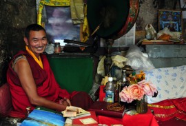 Morning puja. Spituk Gonpa. Kali Temple.17 September 2012 year. Morning puja. Spituk Gonpa. Kali Temple.17 September 2012 year.